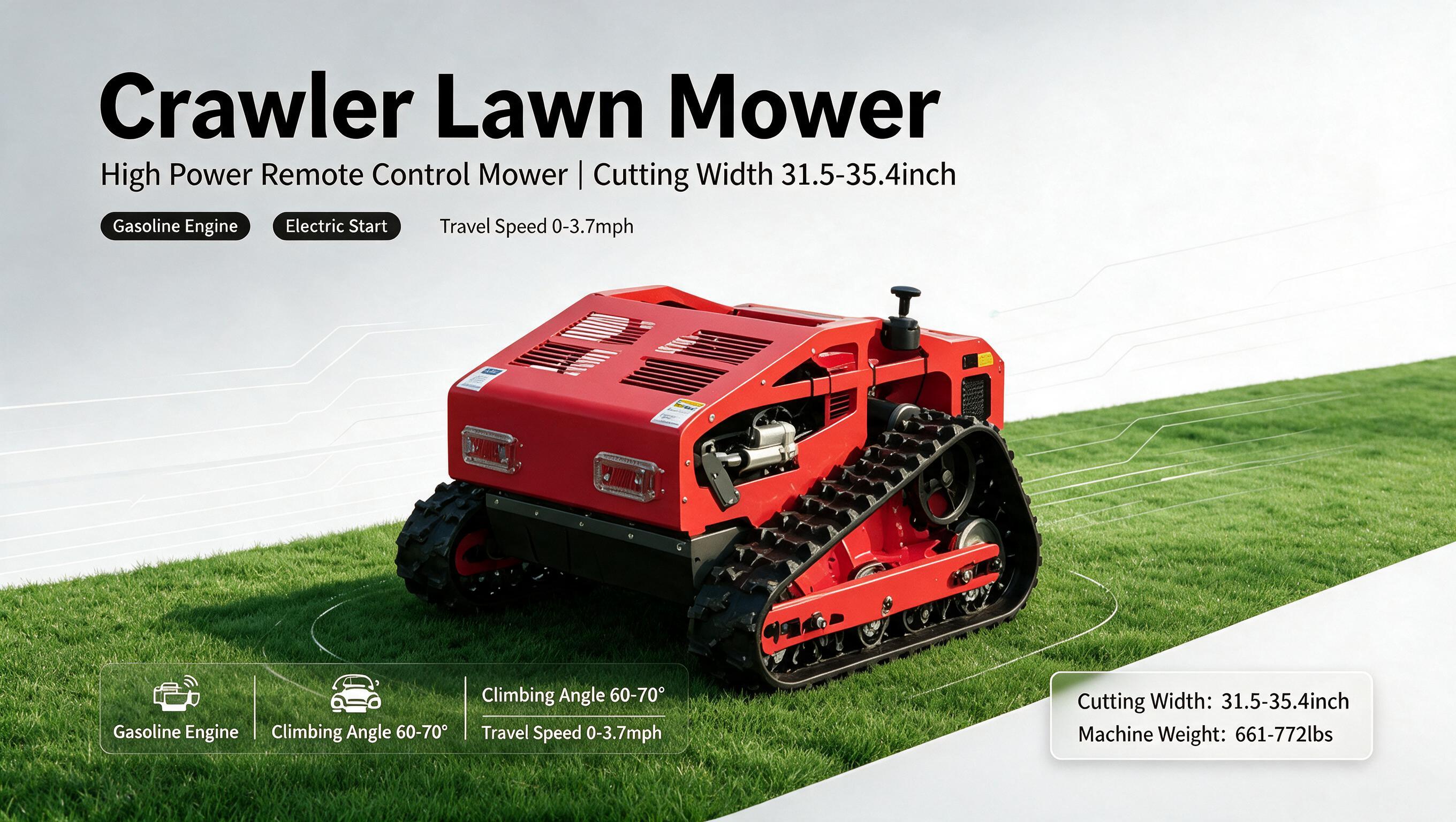 Lawn mower selected for hilly terrain with strong traction and slope stability