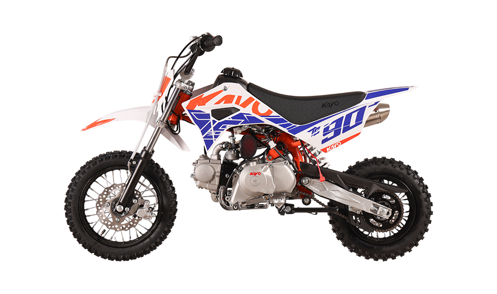 KAYO TS90 86cc youth dirt bike front right 3/4 view