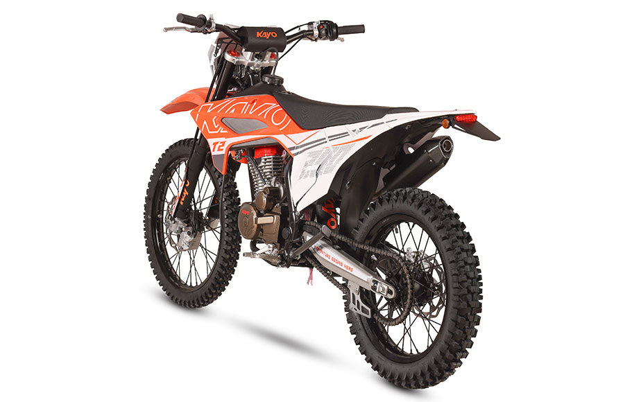 KAYO T2 Enduro rear perspective angle view on white studio background