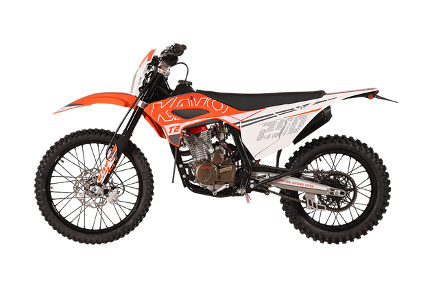 KAYO T2 250 dirt bike side profile in orange and white livery