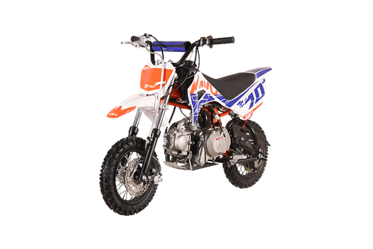 KAYO TS70 72cc youth dirt bike front left 3/4 view