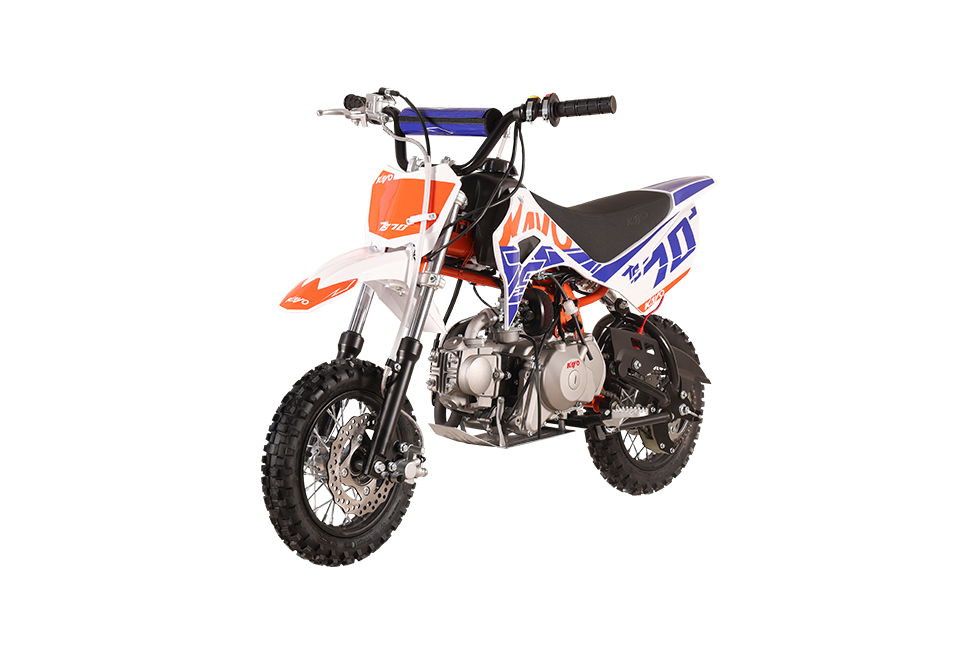 KAYO TS70 72cc youth dirt bike front left 3/4 view