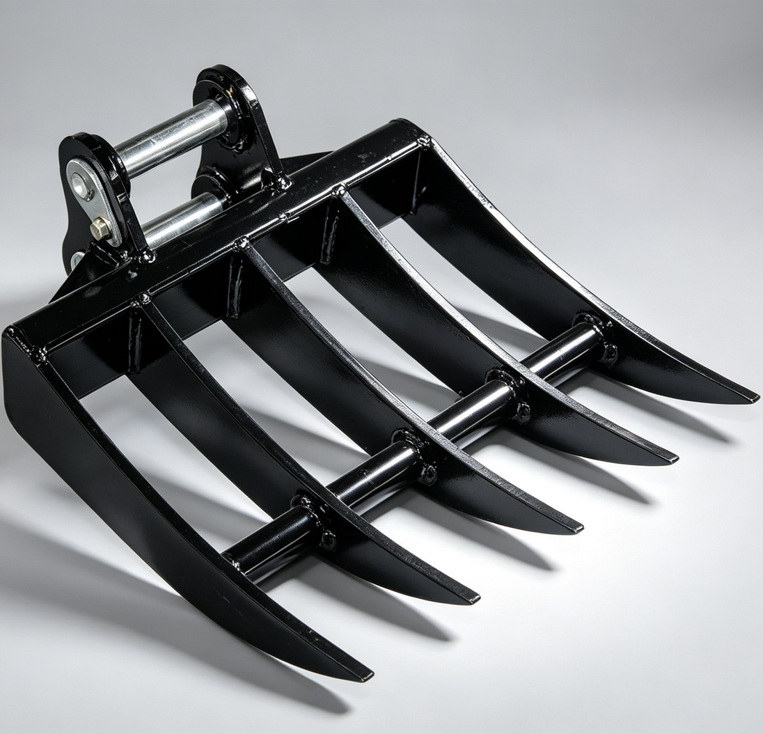 Mini Excavator Root Rake Attachment – 5-Tine, 15.75" Coupler Width Small Excavator Supplier