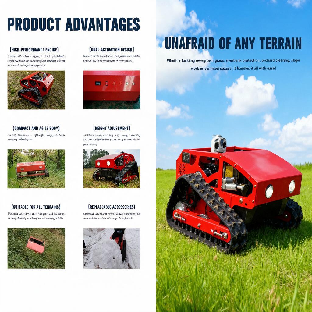 GUCHI GC-224-55A Remote Control Tracked Lawnmower - Loncin 224CC 9HP Small Excavator Supplier