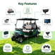 Green and blue six-seater electric golf cart for golf courses, resorts and communities