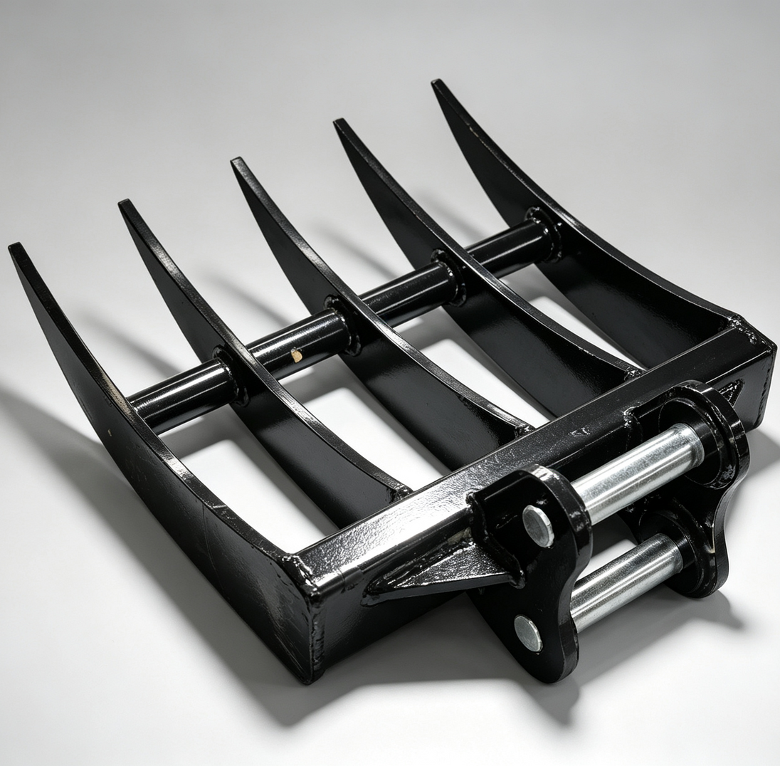 Mini Excavator Root Rake Attachment – 5-Tine, 15.75" Coupler Width Small Excavator Supplier