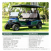 Rugged six-passenger electric golf cart with LED headlights, heavy-duty bumper and 12-inch off-road tires