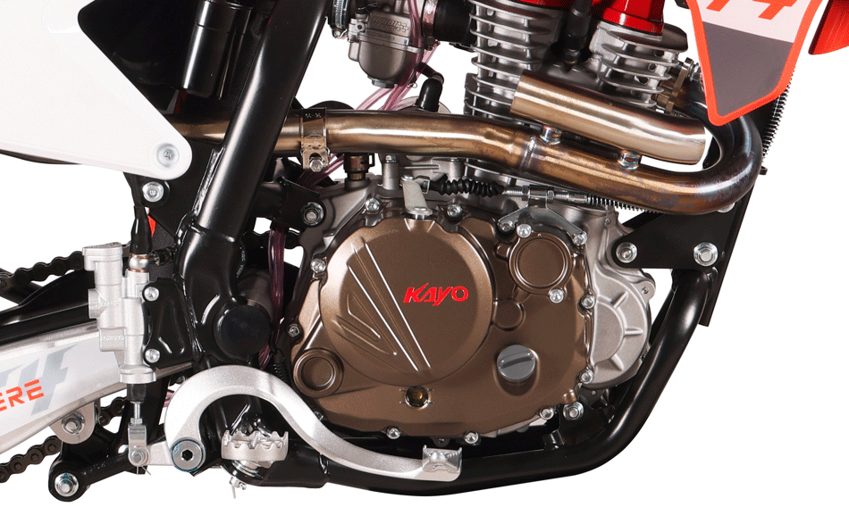 KAYO T4 Enduro 169FMM 223cc engine, cylinder head, and frame detail