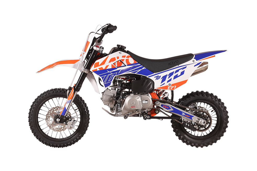KAYO TD110 EFI pit bike additional front three-quarter view