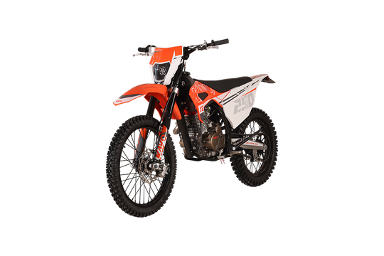 KAYO T2 250 dirt bike front 3/4 left angle view with headlight