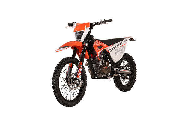 KAYO T2 250 dirt bike front 3/4 left angle view with headlight
