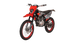 KAYO K2 230 dirt bike left profile view showing red anodized rims on black background