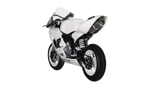 KAYO MiniGP MR150R road racing motorcycle studio side view on white background