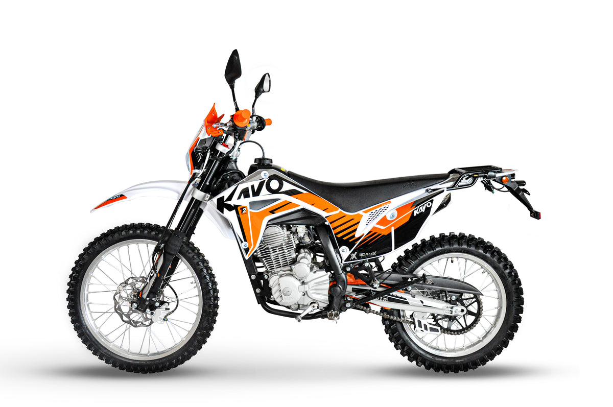 KAYO T2 Enduro rear 3/4 left view showing rear luggage cargo rack and taillight