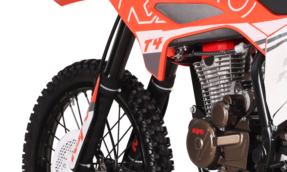 KAYO T4 Enduro handlebar, headlight mask, and controls close-up