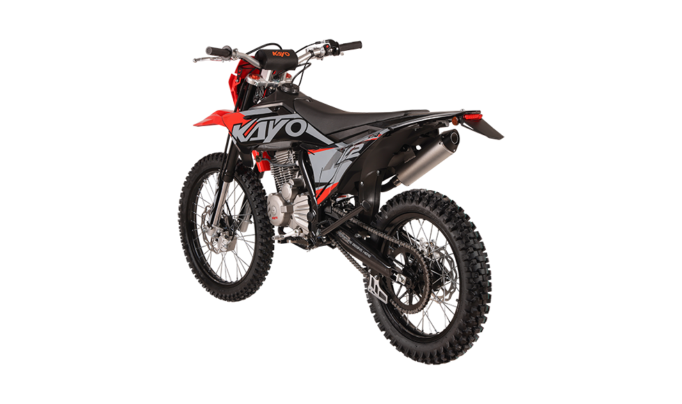 KAYO K2 Pro 250 dirt bike parked on sunny forest trail outdoor action scene