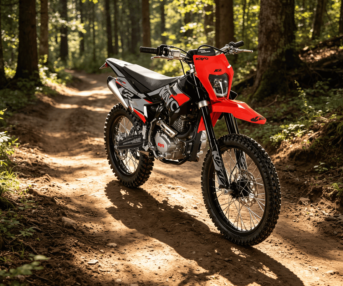 KAYO K2 Pro 250 249.9cc engine, cylinder head, exhaust header, and frame detail