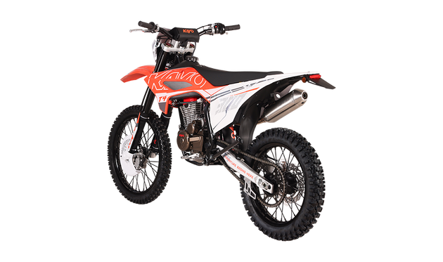 KAYO T4 300 dirt bike right profile view showing exhaust pipe, 300 graphics, and spoked wheels