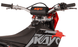 KAYO K2 230 handlebar with KAYO pad, fuel cap, and shroud graphics close-up