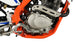 KAYO K4 250 dirt bike right profile view showing orange cradle frame and white-blue graphics