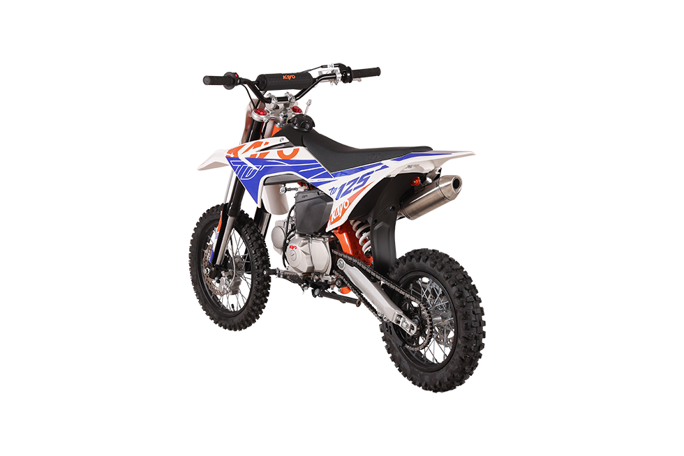 KAYO TD125 youth dirt bike rear right 3/4 view