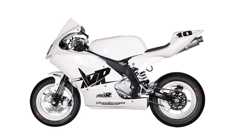 KAYO MiniGP MR150R front 3/4 left angle view on black background