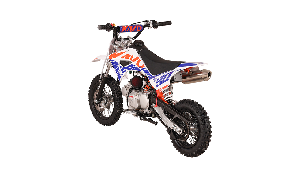 KAYO TS90 youth dirt bike rear left 3/4 view