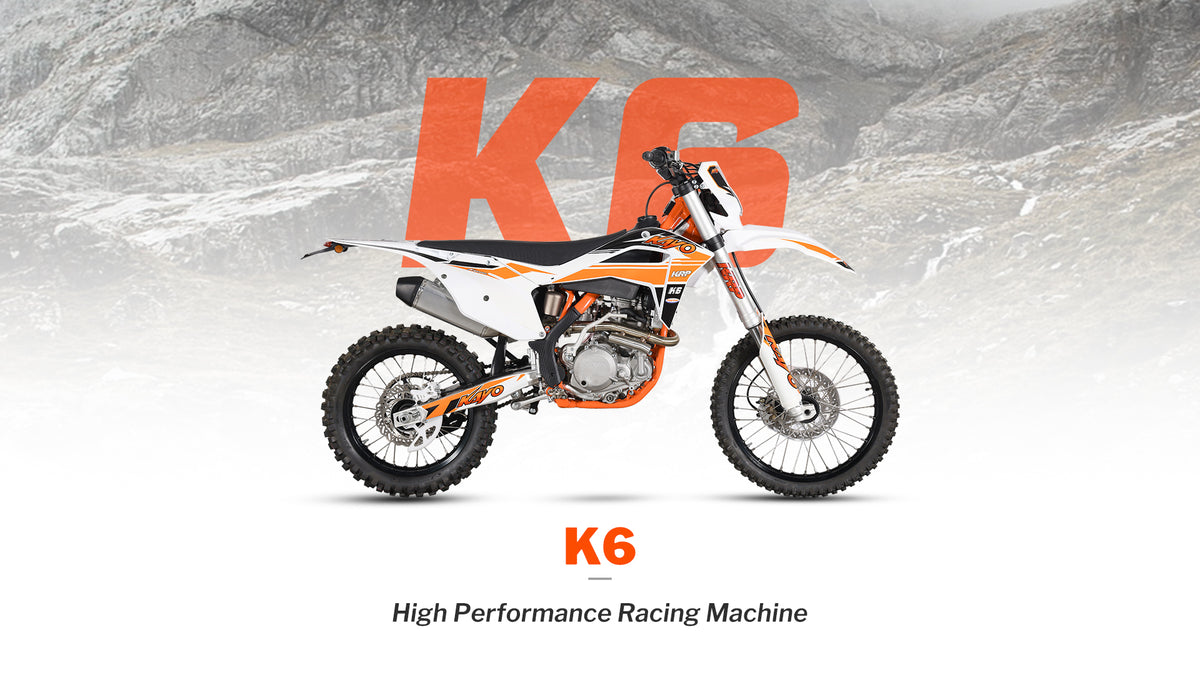 KAYO K6 High Performance Racing Machine feature marketing banner with mountain backdrop