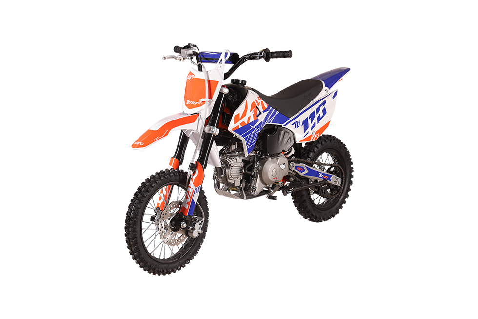 KAYO TD110 EFI pit bike front three-quarter view