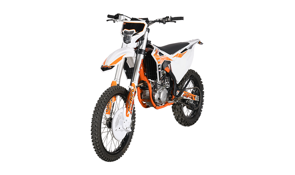 KAYO K6 250 rear 3/4 right view showing exhaust silencer and rear wave disc brake