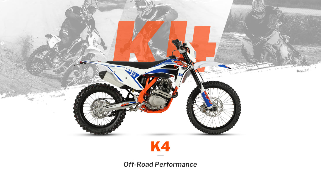 KAYO K4 Off-Road Performance feature marketing banner with riders